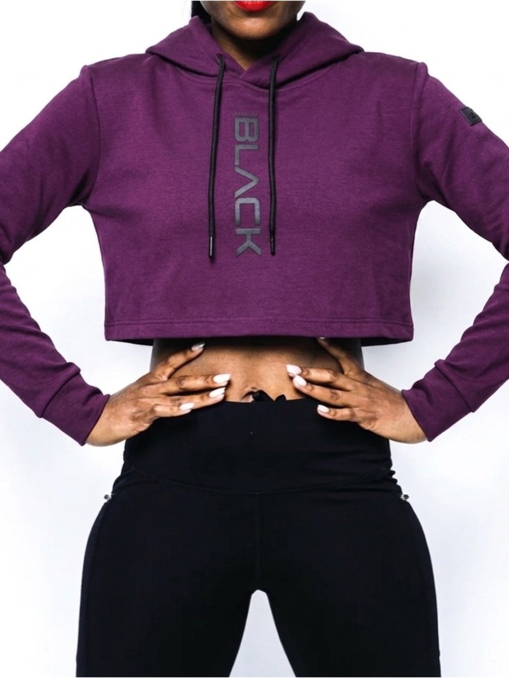 Actively Black Athleisure Crop Hoodie Purple Size Small